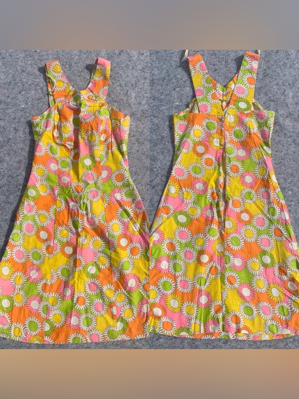 Insanely good vintage 60s 70s mod neon bright floral cotton casual party dress - Picture 3 of 16